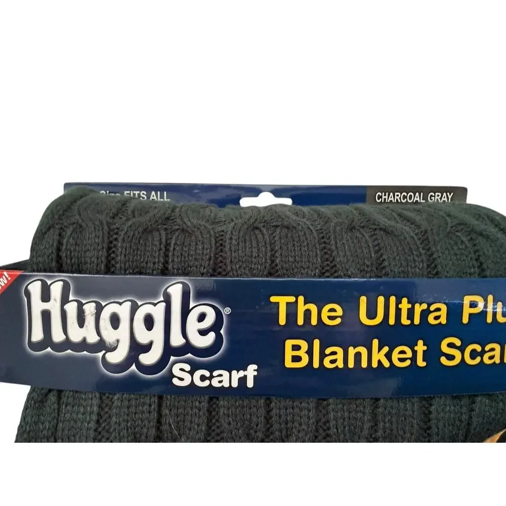 Ontel Huggle Ultra Plush Blanket Scarf Grey Reversible Pockets Cozy New